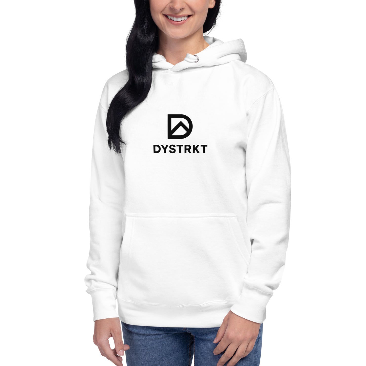 DYSTRKT Essential Hoodie White | Sudadera blanca streetwear premium