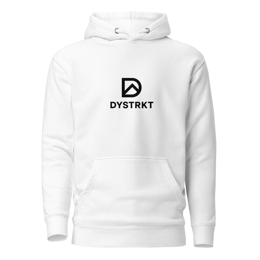 DYSTRKT Essential Hoodie White | Sudadera blanca streetwear premium