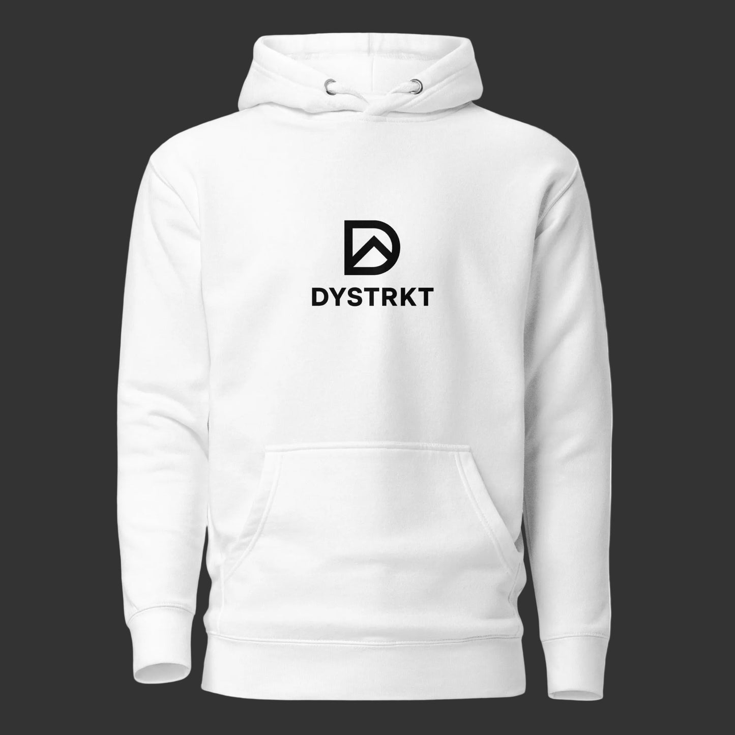 DYSTRKT Essential Hoodie White | Sudadera blanca streetwear premium