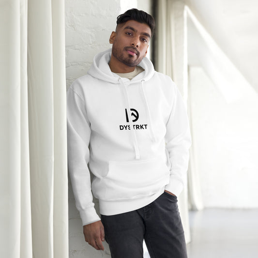 DYSTRKT Essential Hoodie White | Sudadera blanca streetwear premium