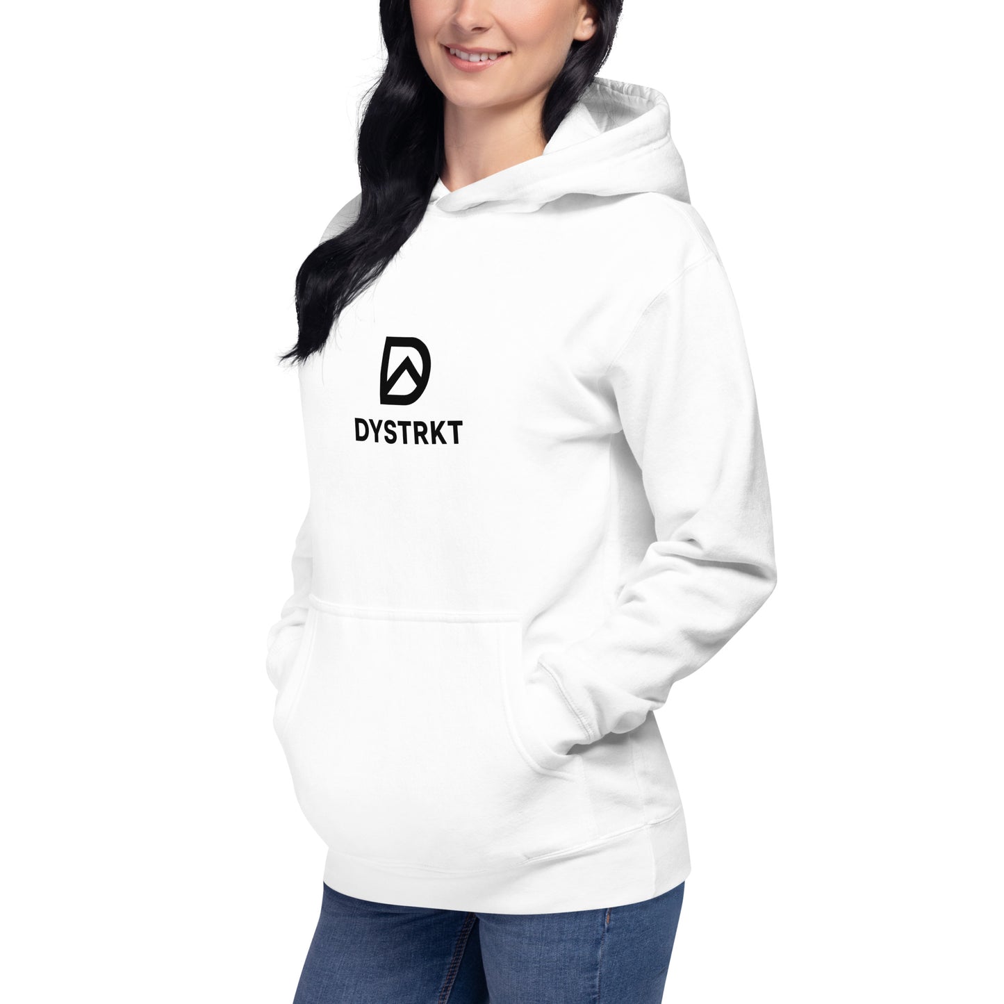 DYSTRKT Essential Hoodie White | Sudadera blanca streetwear premium