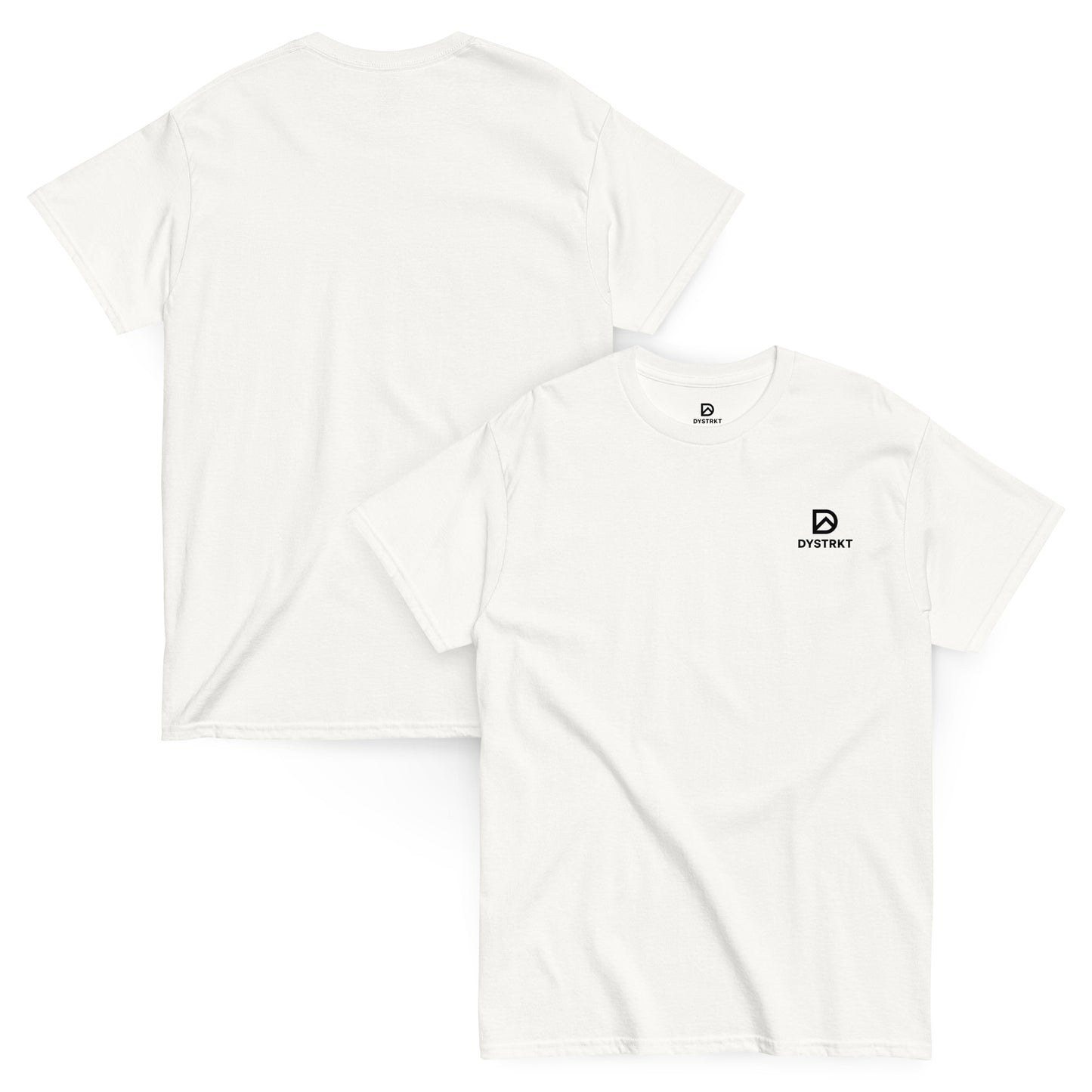 DYSTRKT Core Tee White/Grey | Camiseta blanca streetwear premium