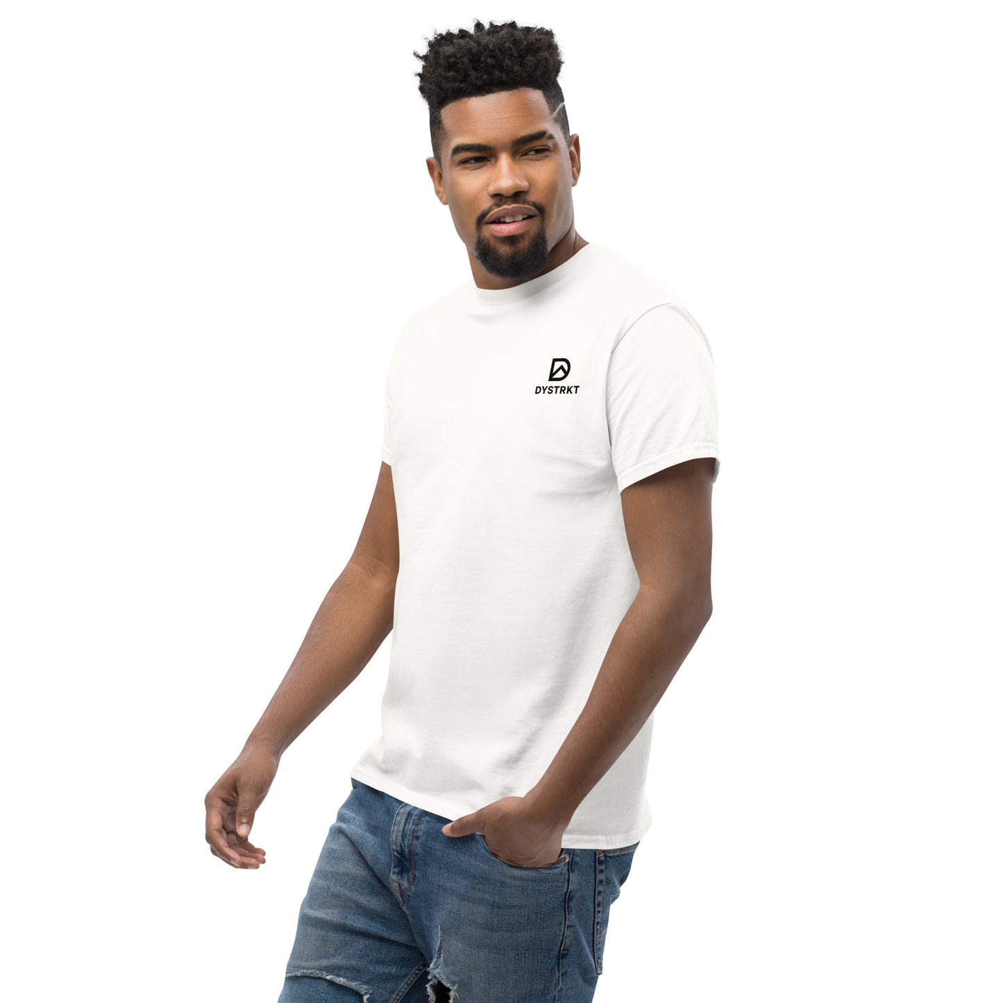 DYSTRKT Core Tee White/Grey | Camiseta blanca streetwear premium
