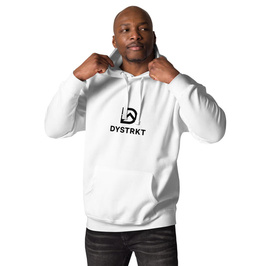 DYSTRKT Essential Hoodie White | Sudadera blanca streetwear premium