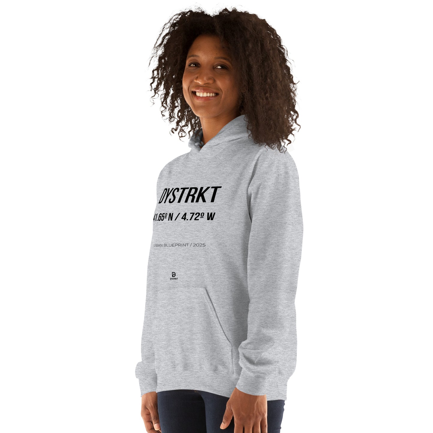DYSTRKT Blueprint Hoodie White – Sudadera blanca streetwear premium